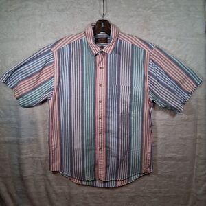 Vtg Eddie Bauer Shirt Mens M Multicolor Striped Outdoor Outfitters Button Up 92